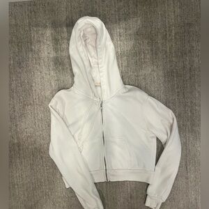 Brandy Melville John Galt white zip crop hoody